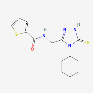 molecular formula C14H18N4OS2 B2909304 N-((4-cyclohexyl-5-mercapto-4H-1,2,4-triazol-3-yl)methyl)thiophene-2-carboxamide CAS No. 1105192-59-3