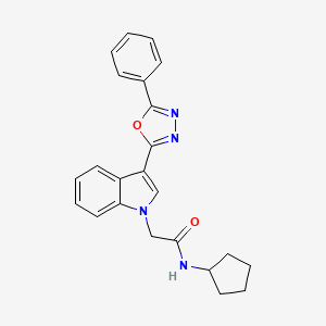 molecular formula C23H22N4O2 B2909307 N-cyclopentyl-2-(3-(5-phenyl-1,3,4-oxadiazol-2-yl)-1H-indol-1-yl)acetamide CAS No. 1021106-29-5