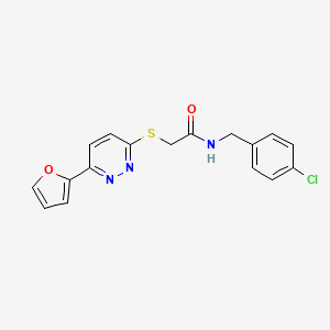 molecular formula C17H14ClN3O2S B2909337 N-(4-chlorobenzyl)-2-((6-(furan-2-yl)pyridazin-3-yl)thio)acetamide CAS No. 872701-33-2
