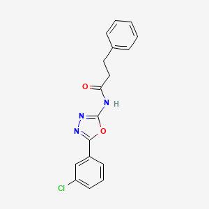 molecular formula C17H14ClN3O2 B2909343 N-(5-(3-chlorophenyl)-1,3,4-oxadiazol-2-yl)-3-phenylpropanamide CAS No. 952893-80-0