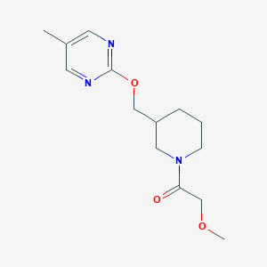 B2909344 2-Methoxy-1-[3-[(5-methylpyrimidin-2-yl)oxymethyl]piperidin-1-yl]ethanone CAS No. 2379975-96-7
