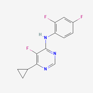 molecular formula C13H10F3N3 B2909352 6-Cyclopropyl-N-(2,4-difluorophenyl)-5-fluoropyrimidin-4-amine CAS No. 2415623-36-6
