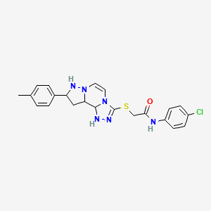 molecular formula C22H17ClN6OS B2909369 N-(4-chlorophenyl)-2-{[11-(4-methylphenyl)-3,4,6,9,10-pentaazatricyclo[7.3.0.0^{2,6}]dodeca-1(12),2,4,7,10-pentaen-5-yl]sulfanyl}acetamide CAS No. 1223842-50-9