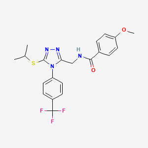 molecular formula C21H21F3N4O2S B2909371 N-((5-(isopropylthio)-4-(4-(trifluoromethyl)phenyl)-4H-1,2,4-triazol-3-yl)methyl)-4-methoxybenzamide CAS No. 476434-46-5
