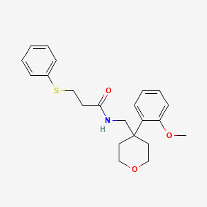N-((4-(2-methoxyphenyl)tetrahydro-2H-pyran-4-yl)methyl)-3-(phenylthio)propanamide