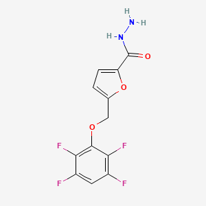 molecular formula C12H8F4N2O3 B2909382 5-[(2,3,5,6-Tetrafluorophenoxy)methyl]furan-2-carbohydrazide CAS No. 834913-93-8