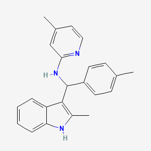 4-methyl-N-((2-methyl-1H-indol-3-yl)(p-tolyl)methyl)pyridin-2-amine