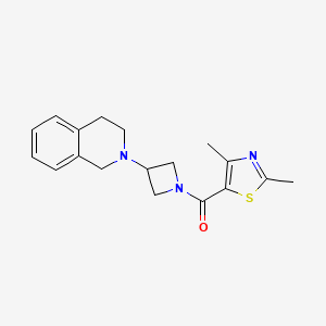 molecular formula C18H21N3OS B2909403 (3-(3,4-dihydroisoquinolin-2(1H)-yl)azetidin-1-yl)(2,4-dimethylthiazol-5-yl)methanone CAS No. 2034290-89-4