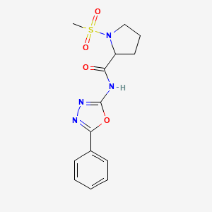 molecular formula C14H16N4O4S B2909433 1-(methylsulfonyl)-N-(5-phenyl-1,3,4-oxadiazol-2-yl)pyrrolidine-2-carboxamide CAS No. 1236264-57-5