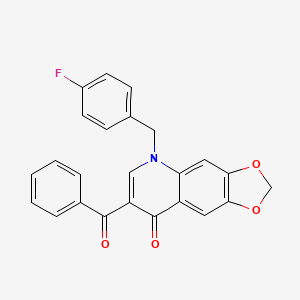 molecular formula C24H16FNO4 B2909442 7-benzoyl-5-[(4-fluorophenyl)methyl]-2H,5H,8H-[1,3]dioxolo[4,5-g]quinolin-8-one CAS No. 902624-31-1