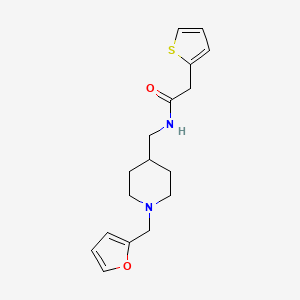 molecular formula C17H22N2O2S B2909467 N-((1-(furan-2-ylmethyl)piperidin-4-yl)methyl)-2-(thiophen-2-yl)acetamide CAS No. 954021-11-5