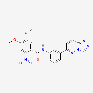 molecular formula C20H16N6O5 B2909501 N-(3-([1,2,4]triazolo[4,3-b]pyridazin-6-yl)phenyl)-4,5-dimethoxy-2-nitrobenzamide CAS No. 891114-12-8