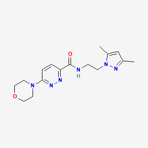 molecular formula C16H22N6O2 B2909513 N-(2-(3,5-dimethyl-1H-pyrazol-1-yl)ethyl)-6-morpholinopyridazine-3-carboxamide CAS No. 1396786-21-2
