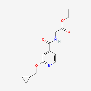 molecular formula C14H18N2O4 B2909532 Ethyl 2-(2-(cyclopropylmethoxy)isonicotinamido)acetate CAS No. 2034443-88-2