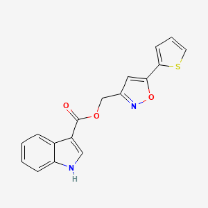 molecular formula C17H12N2O3S B2909533 (5-(thiophen-2-yl)isoxazol-3-yl)methyl 1H-indole-3-carboxylate CAS No. 1210637-62-9