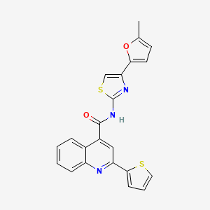 molecular formula C22H15N3O2S2 B2909535 N-(4-(5-methylfuran-2-yl)thiazol-2-yl)-2-(thiophen-2-yl)quinoline-4-carboxamide CAS No. 361171-33-7