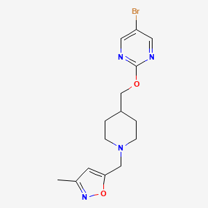 molecular formula C15H19BrN4O2 B2909544 5-[[4-[(5-Bromopyrimidin-2-yl)oxymethyl]piperidin-1-yl]methyl]-3-methyl-1,2-oxazole CAS No. 2379951-07-0
