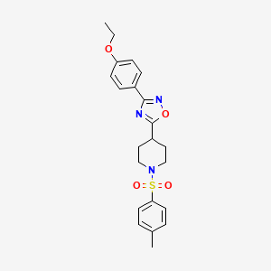 molecular formula C22H25N3O4S B2909545 3-(4-Ethoxyphenyl)-5-(1-tosylpiperidin-4-yl)-1,2,4-oxadiazole CAS No. 946300-06-7