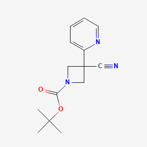 molecular formula C14H17N3O2 B2909546 Tert-butyl 3-cyano-3-pyridin-2-ylazetidine-1-carboxylate CAS No. 869811-51-8