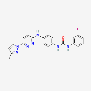 molecular formula C21H18FN7O B2909551 1-(3-fluorophenyl)-3-(4-((6-(3-methyl-1H-pyrazol-1-yl)pyridazin-3-yl)amino)phenyl)urea CAS No. 1013836-22-0
