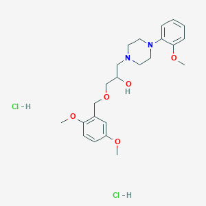 molecular formula C23H34Cl2N2O5 B2909557 1-((2,5-Dimethoxybenzyl)oxy)-3-(4-(2-methoxyphenyl)piperazin-1-yl)propan-2-ol dihydrochloride CAS No. 1216794-55-6