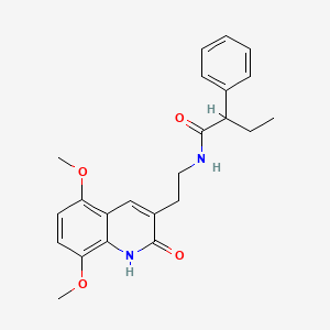 molecular formula C23H26N2O4 B2909567 N-(2-(5,8-dimethoxy-2-oxo-1,2-dihydroquinolin-3-yl)ethyl)-2-phenylbutanamide CAS No. 851403-95-7