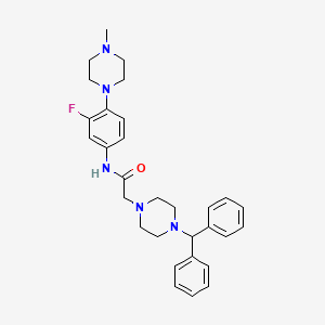 molecular formula C30H36FN5O B2909576 2-(4-benzhydrylpiperazino)-N-[3-fluoro-4-(4-methylpiperazino)phenyl]acetamide CAS No. 692738-29-7