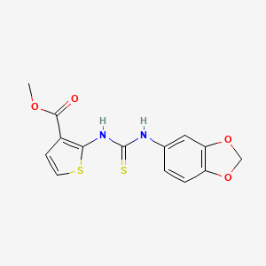molecular formula C14H12N2O4S2 B2909581 Methyl 2-(1,3-benzodioxol-5-ylcarbamothioylamino)thiophene-3-carboxylate CAS No. 1024572-86-8