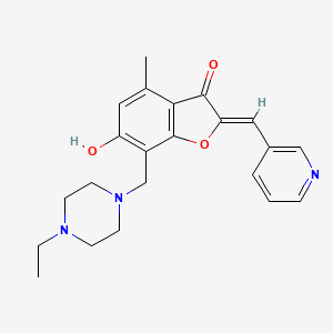 molecular formula C22H25N3O3 B2909584 (Z)-7-((4-ethylpiperazin-1-yl)methyl)-6-hydroxy-4-methyl-2-(pyridin-3-ylmethylene)benzofuran-3(2H)-one CAS No. 904011-08-1