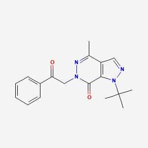 molecular formula C18H20N4O2 B2909588 1-(tert-butyl)-4-methyl-6-(2-oxo-2-phenylethyl)-1H-pyrazolo[3,4-d]pyridazin-7(6H)-one CAS No. 1171075-54-9