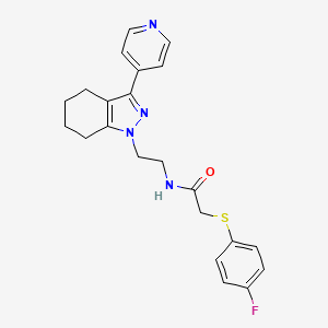molecular formula C22H23FN4OS B2909590 2-((4-fluorophenyl)thio)-N-(2-(3-(pyridin-4-yl)-4,5,6,7-tetrahydro-1H-indazol-1-yl)ethyl)acetamide CAS No. 1797083-62-5