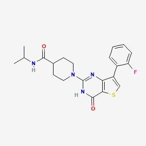 molecular formula C21H23FN4O2S B2909592 1-(7-(2-fluorophenyl)-4-oxo-3,4-dihydrothieno[3,2-d]pyrimidin-2-yl)-N-isopropylpiperidine-4-carboxamide CAS No. 1243046-64-1
