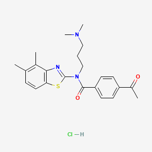 molecular formula C23H28ClN3O2S B2909605 4-acetyl-N-(3-(dimethylamino)propyl)-N-(4,5-dimethylbenzo[d]thiazol-2-yl)benzamide hydrochloride CAS No. 1215616-88-8