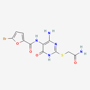 N-(4-amino-2-((2-amino-2-oxoethyl)thio)-6-oxo-1,6-dihydropyrimidin-5-yl)-5-bromofuran-2-carboxamide