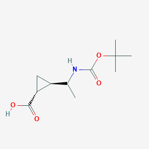 molecular formula C11H19NO4 B2909614 (1R,2R)-2-[1-[(2-Methylpropan-2-yl)oxycarbonylamino]ethyl]cyclopropane-1-carboxylic acid CAS No. 2344660-41-7