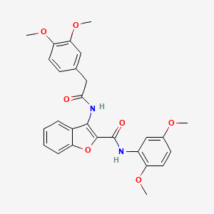 molecular formula C27H26N2O7 B2909620 N-(2,5-dimethoxyphenyl)-3-(2-(3,4-dimethoxyphenyl)acetamido)benzofuran-2-carboxamide CAS No. 888467-78-5