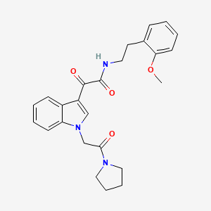 molecular formula C25H27N3O4 B2909623 2-keto-2-[1-(2-keto-2-pyrrolidino-ethyl)indol-3-yl]-N-[2-(2-methoxyphenyl)ethyl]acetamide CAS No. 872849-18-8
