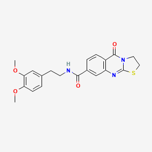 molecular formula C21H21N3O4S B2909631 N-(3,4-dimethoxyphenethyl)-5-oxo-3,5-dihydro-2H-thiazolo[2,3-b]quinazoline-8-carboxamide CAS No. 1251576-38-1