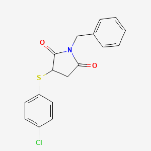 molecular formula C17H14ClNO2S B2909651 1-benzyl-3-[(4-chlorophenyl)sulfanyl]dihydro-1H-pyrrole-2,5-dione CAS No. 321433-49-2