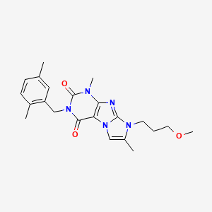 molecular formula C22H27N5O3 B2909657 3-(2,5-dimethylbenzyl)-8-(3-methoxypropyl)-1,7-dimethyl-1H-imidazo[2,1-f]purine-2,4(3H,8H)-dione CAS No. 887466-02-6