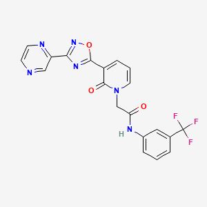 molecular formula C20H13F3N6O3 B2909659 2-{2-oxo-3-[3-(pyrazin-2-yl)-1,2,4-oxadiazol-5-yl]-1,2-dihydropyridin-1-yl}-N-[3-(trifluoromethyl)phenyl]acetamide CAS No. 1421583-61-0