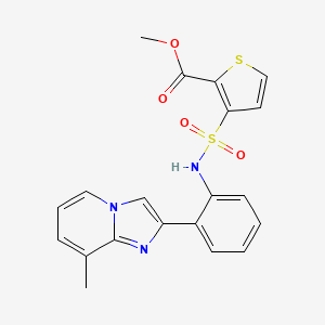 molecular formula C20H17N3O4S2 B2909661 methyl 3-(N-(2-(8-methylimidazo[1,2-a]pyridin-2-yl)phenyl)sulfamoyl)thiophene-2-carboxylate CAS No. 1795443-90-1