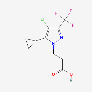molecular formula C10H10ClF3N2O2 B2909672 3-[4-chloro-5-cyclopropyl-3-(trifluoromethyl)-1H-pyrazol-1-yl]propanoic acid CAS No. 1001518-95-1