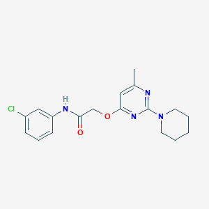 molecular formula C18H21ClN4O2 B2909676 N-(3-chlorophenyl)-2-((6-methyl-2-(piperidin-1-yl)pyrimidin-4-yl)oxy)acetamide CAS No. 1030096-73-1