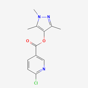molecular formula C12H12ClN3O2 B2909677 (1,3,5-Trimethylpyrazol-4-yl) 6-chloropyridine-3-carboxylate CAS No. 1436128-25-4