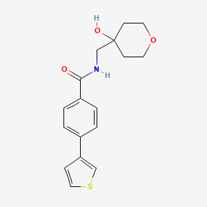 N-((4-hydroxytetrahydro-2H-pyran-4-yl)methyl)-4-(thiophen-3-yl)benzamide