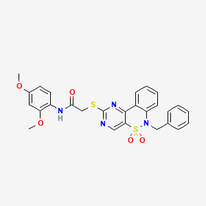 2-((6-benzyl-5,5-dioxido-6H-benzo[c]pyrimido[4,5-e][1,2]thiazin-2-yl)thio)-N-(2,4-dimethoxyphenyl)acetamide