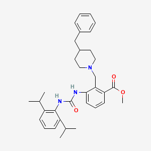 molecular formula C34H43N3O3 B2909704 Methyl 2-[(4-benzylpiperidino)methyl]-3-{[(2,6-diisopropylanilino)carbonyl]amino}benzenecarboxylate CAS No. 865660-35-1