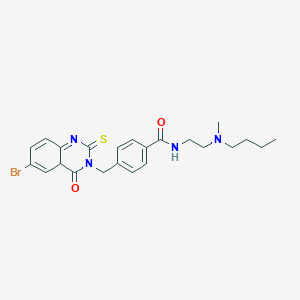 molecular formula C23H27BrN4O2S B2909705 4-[(6-bromo-4-oxo-2-sulfanylidene-1,2,3,4-tetrahydroquinazolin-3-yl)methyl]-N-{2-[butyl(methyl)amino]ethyl}benzamide CAS No. 422287-12-5