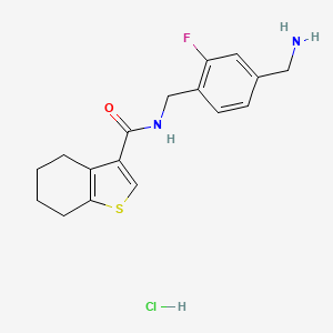 N-[[4-(Aminomethyl)-2-fluorophenyl]methyl]-4,5,6,7-tetrahydro-1-benzothiophene-3-carboxamide;hydrochloride